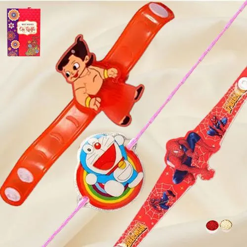 Buy wonderful set of 3 cartoon rakhi for kids in Chennai, Free Shipping -  ChennaiOnlineFlorists
