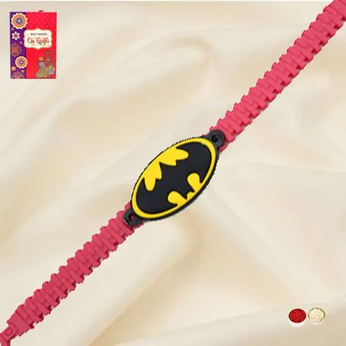 Stylish Batman Rakhi with Roli, Chawal n Card