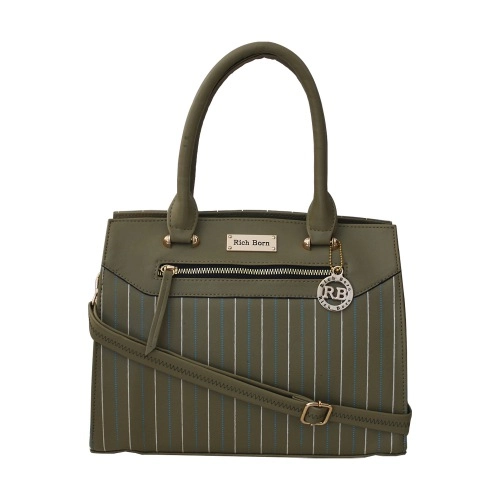 Trendsetting Striped Front Design Ladies Bag