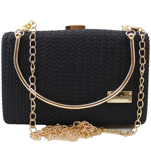 Black Vanity Bag for Ladies with Gorgeous Metal Frame