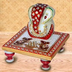 Remarkable marbel designer ganesh with chowki