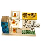 Mesmerizing Love Wooden Pen Stand with House and Wheel Swing