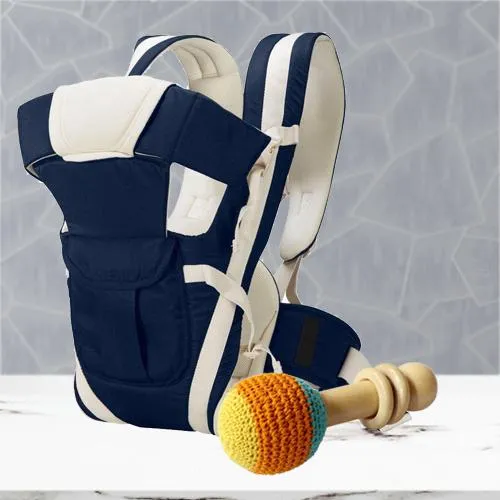 Amazing Wooden Rattle Toy with Baby Carrier Cum Kangaroo Bag 	<br>