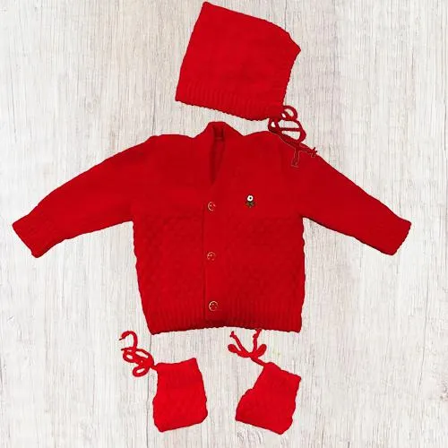 Lovely Woolen Knitted Baby Set