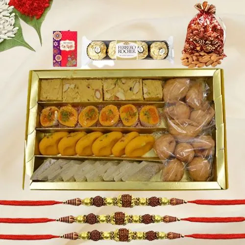 Rudrakhsha Rakhi with Sweets Connection