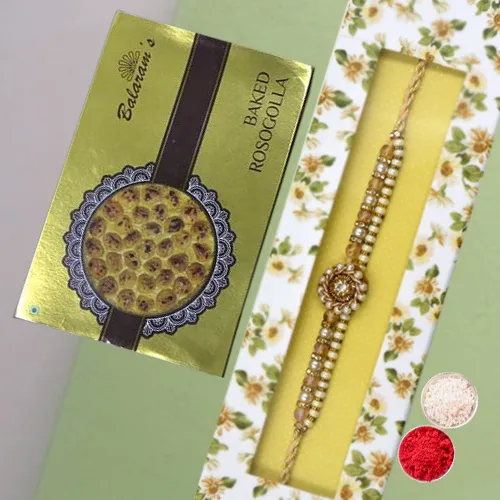 Merge Stone-studded Rakhi Pair N Balaram Mullicks Sweetness