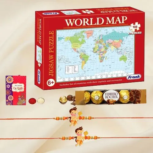 Joyful Rakhi Combo with Puzzle N Ferrero Rocher
