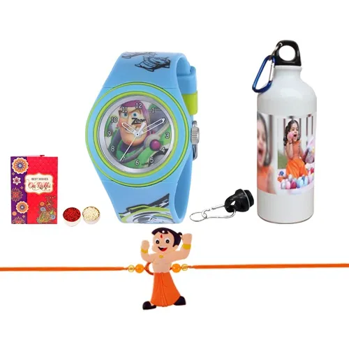 Personalized Bottle with Kids Rakhi Set