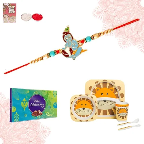 Fancy Kids Rakhi with Bamboo Tableware N Cadbury