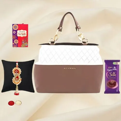 Sister Rakhi with Fancy Womens Leather Bag