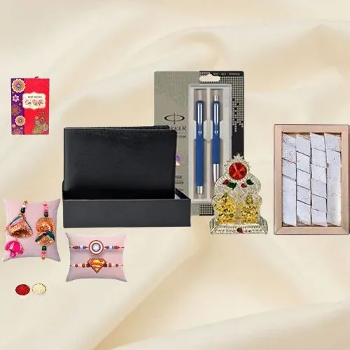 Parker Pen  N  Wallet Combo with Premium Rakhi for Brother
