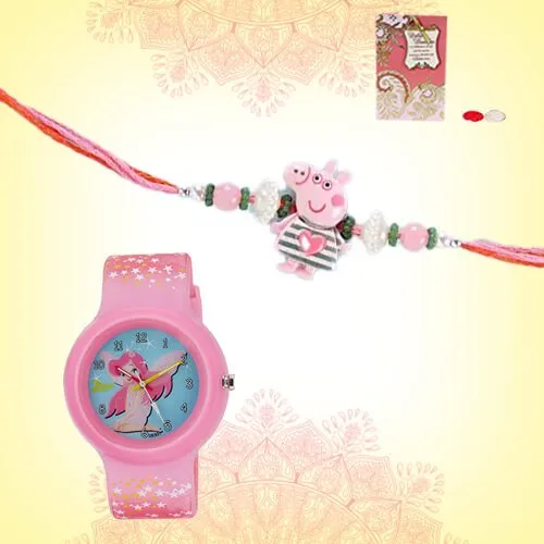 Rakhi Peppa Pig with Zoop Analog Girls Watch