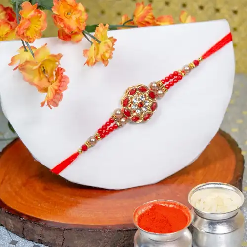 Amazing Kundan N Beads Rakhi for Brother