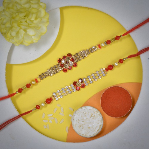 Alluring Ad Stone Rakhi Combo Set