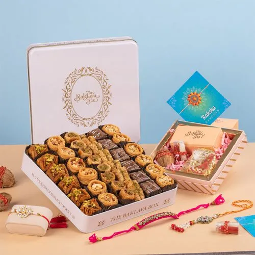 Elegant Rakhi  N  Baklava Combo