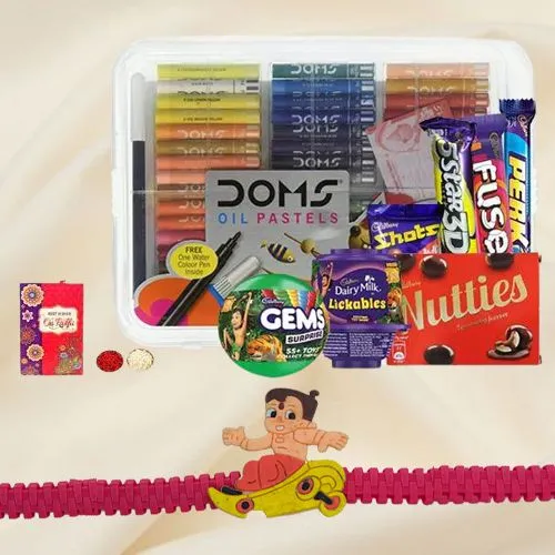 Assorted Cadbury Chocolates with 50 pcs Pastel Colour Set N Kids Rakhi