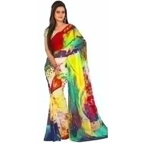 Enticing Digital Printed Georgette Saree in Multicolour