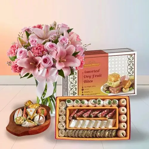 Graceful Flowers N  N  Dry Fruit Sweets Duo