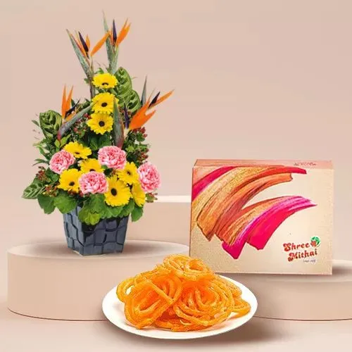 Exotic Flowers N Jalebi Treat