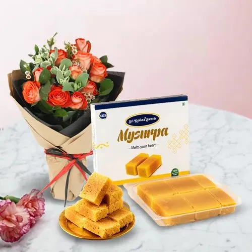 Vibrant Roses  N  Mysore Pak Combo