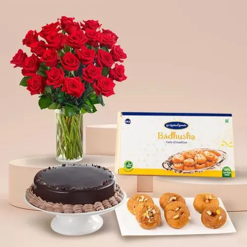Elegant Red Roses  N  Delectable Treats