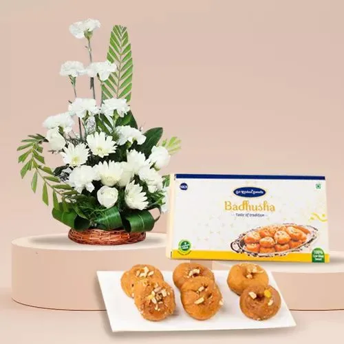 Elegant White Flowers  N  Badusha Delight