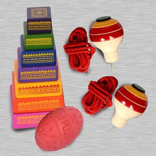Wonderful Seven Stone Game with 2 Pairs of Spinning Top