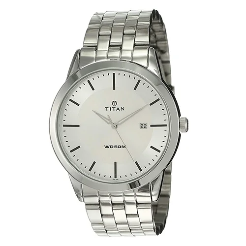 Stunning Titan White Dial Silver Strap Watch for Men