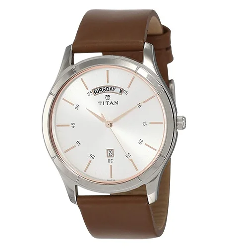On Trend White Dial Leather Strap Watch