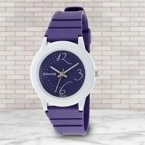 Attractive Sonata Fashion Fibre Analog Womens Watch	