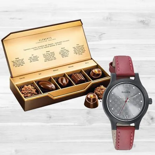 Amazing Sonata Analog Womens Watch N Fabelle Elements Chocos