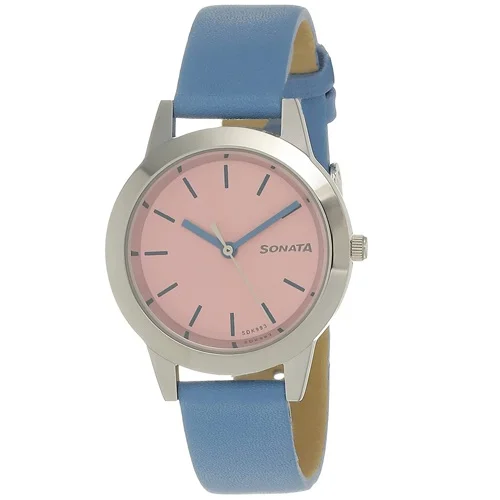 Eye Catching Sonata Splash Analog Pink Dial Womens Watch