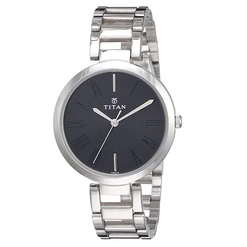 Fabulous  Womens Watch with Black Dial Silver Strap