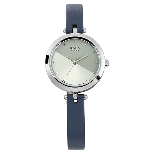 Gorgeous Titan Raga Viva Grey Dial Leather Strap Womens Watch