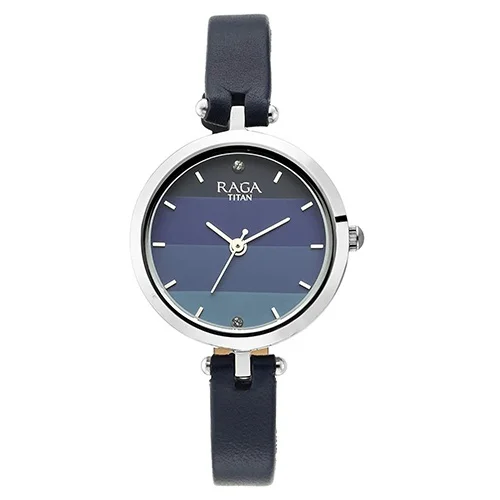 Lovely Titan Raga Viva Blue Dial Leather Strap Ladies Watch