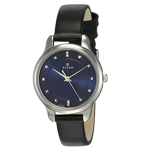 Popular  Workwear Blue Dial Leather Strap Women Watch