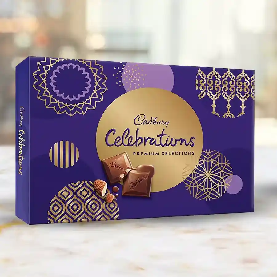 Cadbury's Premium Selection Chocolates 217 gm box with assorted creamy milk, smooth dark, and luscious white chocolates