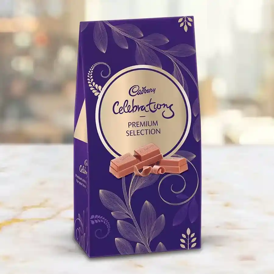 Premium Cadbury Celebrations Pack featuring an assortment of chocolates in an elegant packaging, ideal for gifting.