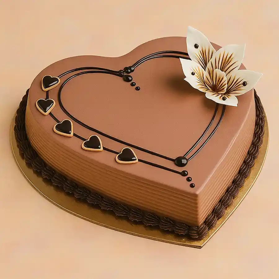 Heart-shaped Coffee Cake Delight, perfect for celebrations, weighs 500 grams.
