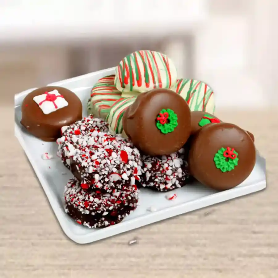 Delectable Oreos dipped in dark and white Belgian chocolate in an elegant box