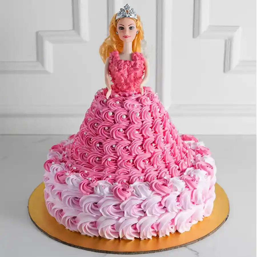 Irresistible Pink Barbie Cake, a charming 2.5 kg birthday delight.