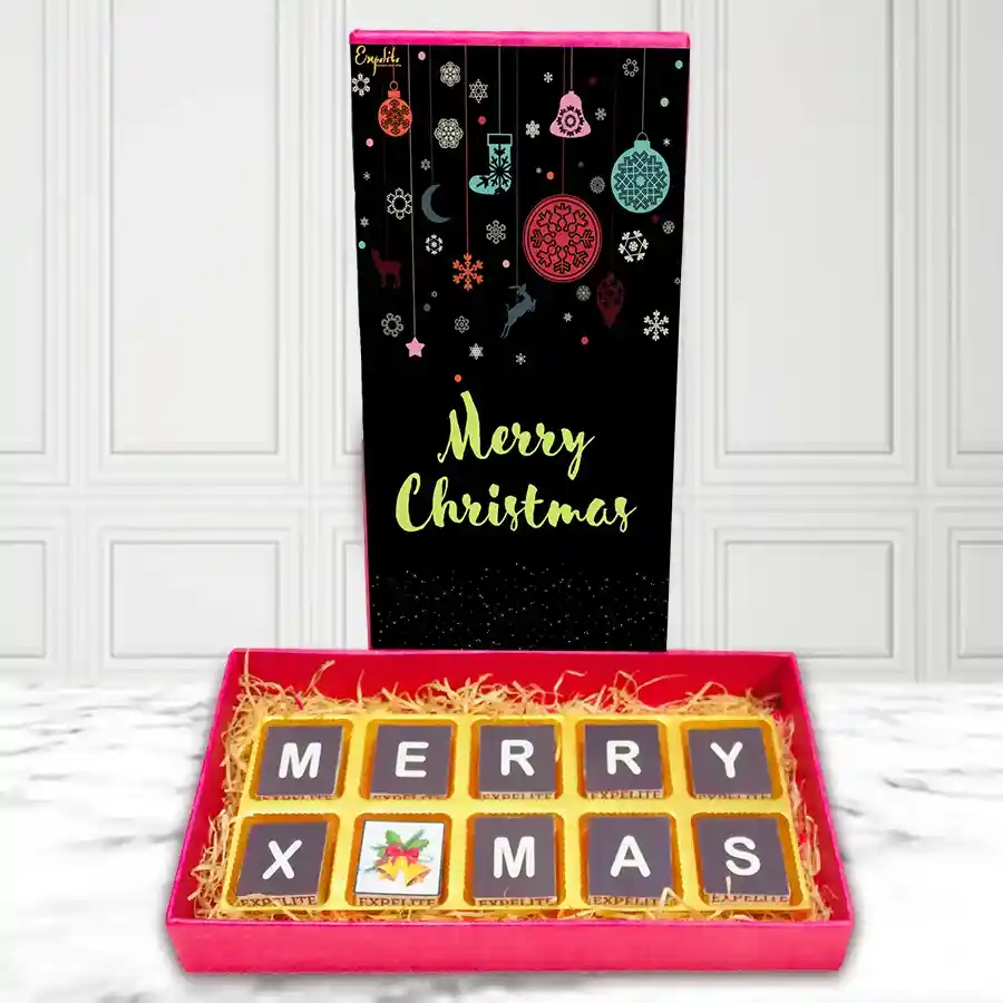 X-Mas theme chocolates gift box with assorted festive chocolates