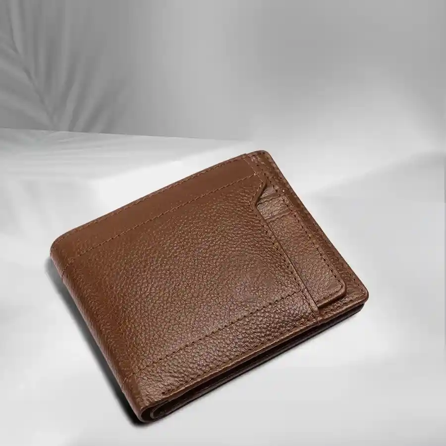 RFID Leather Wallet for Men in Brushwood with card holders and compartments.